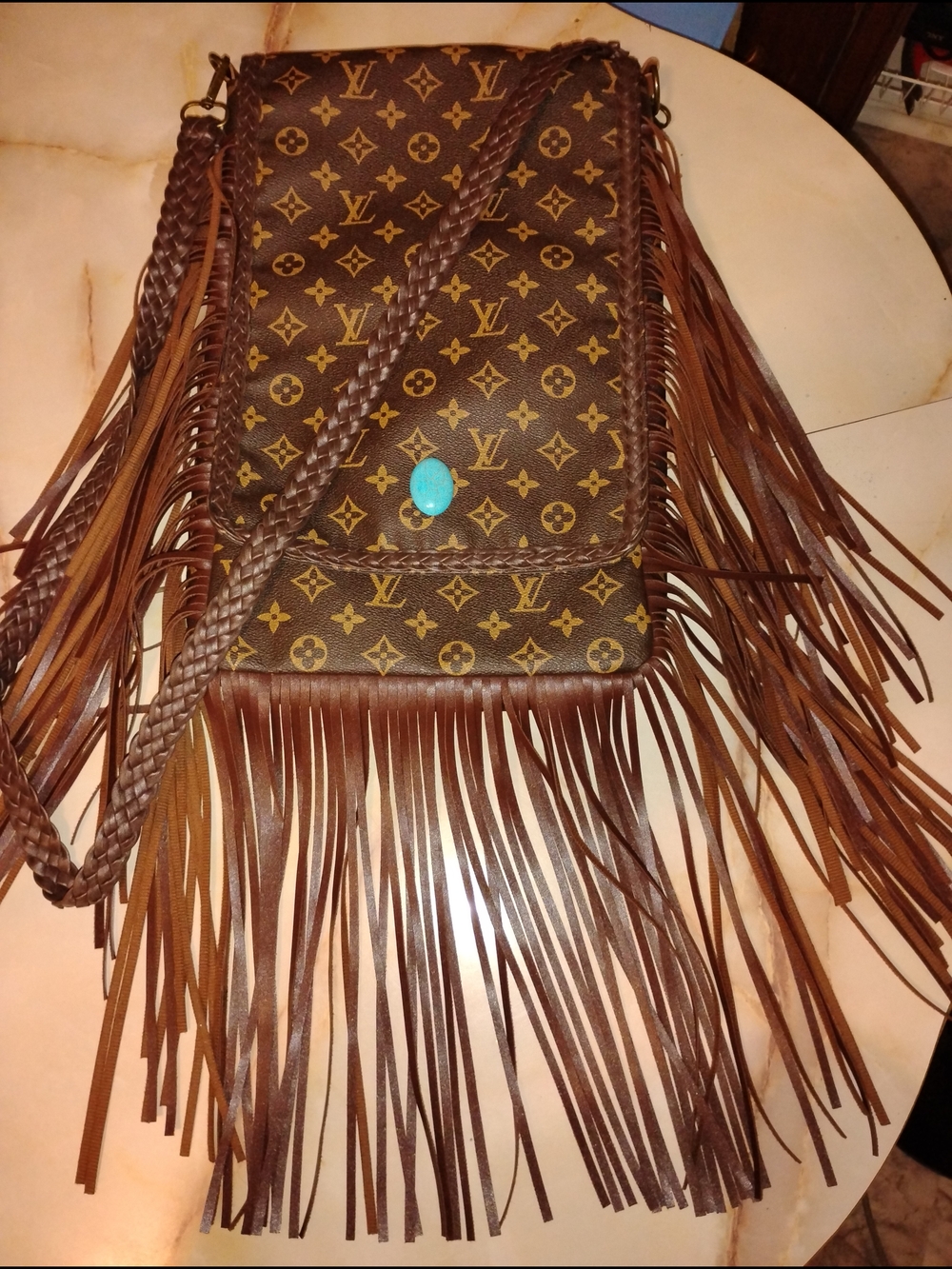 REVAMPED!!! Louis Vuitton Brown Monogram Fringe Crossbody Bag